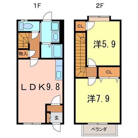 ボナール的場Ａの物件間取画像